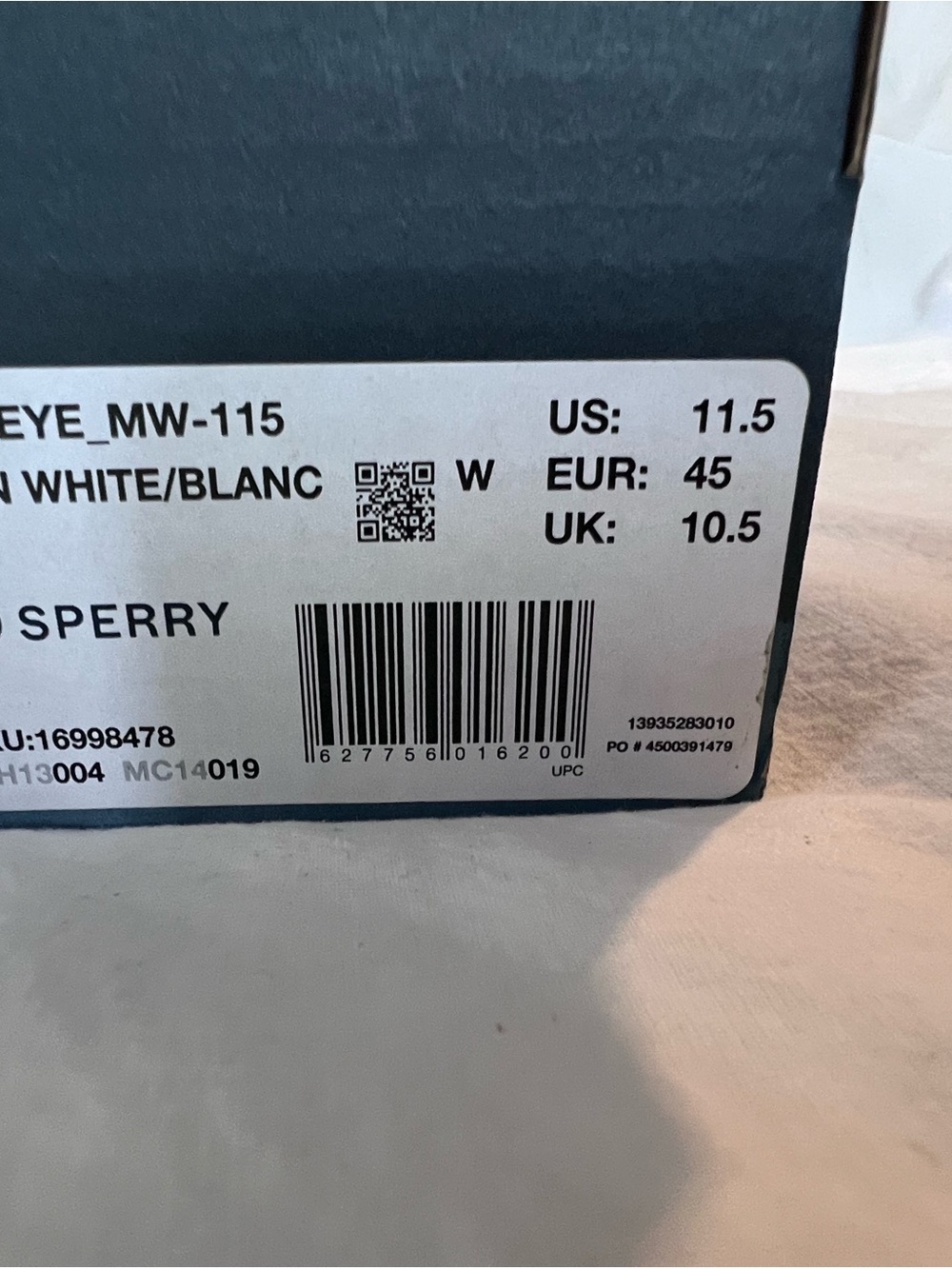 Sperry White Leather Boat Shoes with Brown Laces 11.5 WIDE - Picture 7 of 7